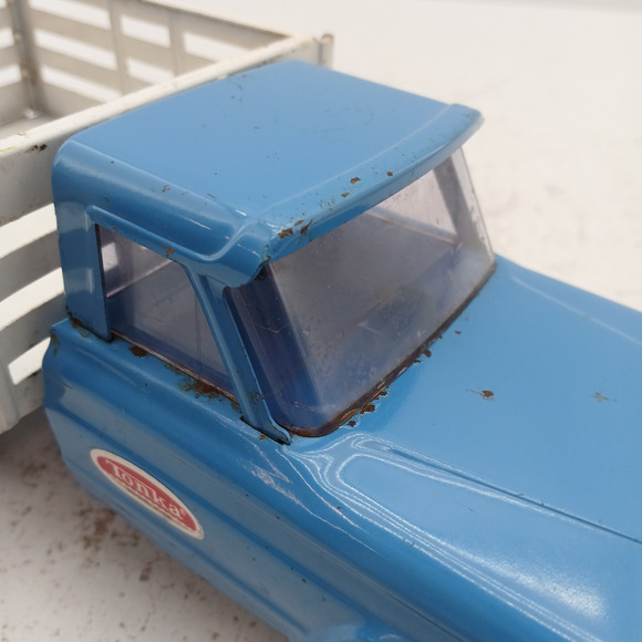 VTG Tonka Blue Stake Truck Pressed Steel Toy 1960s Farm Pickup USA Blue Whit - Picture 6 of 12